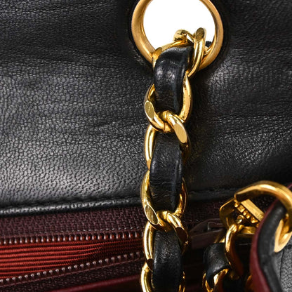 Chanel Black Lambskin Classic Square Flap Shoulder Bag 20
