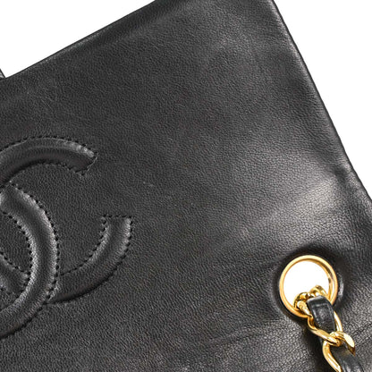 Chanel Black Lambskin Classic Square Flap Shoulder Bag 20