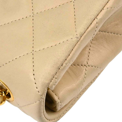 Chanel Beige Lambskin Classic Square Flap Shoulder Bag 20