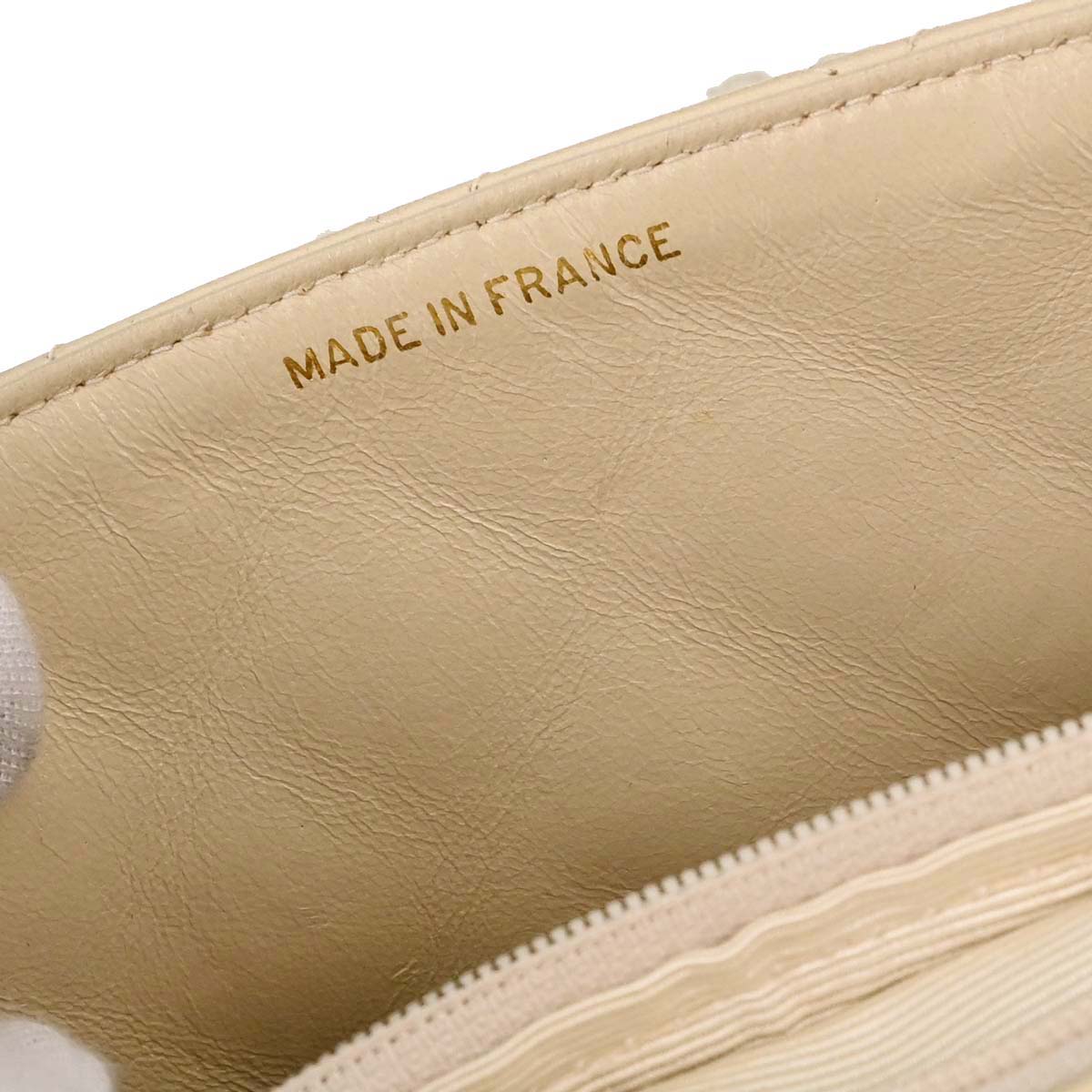 Chanel Beige Lambskin Classic Square Flap Shoulder Bag 20