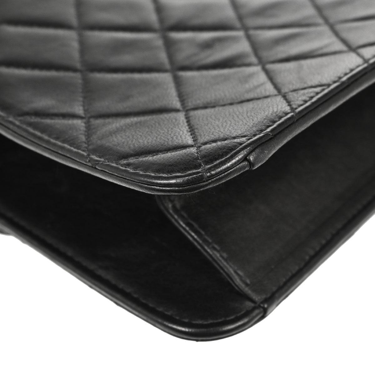 Chanel Black Lambskin Turnlock Medium Half Flap Shoulder Bag