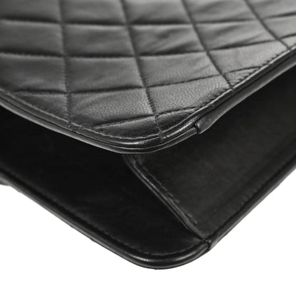 Chanel Black Lambskin Turnlock Medium Half Flap Shoulder Bag