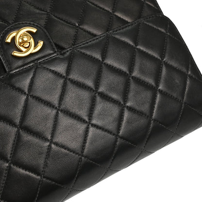 Chanel Black Lambskin Turnlock Medium Half Flap Shoulder Bag