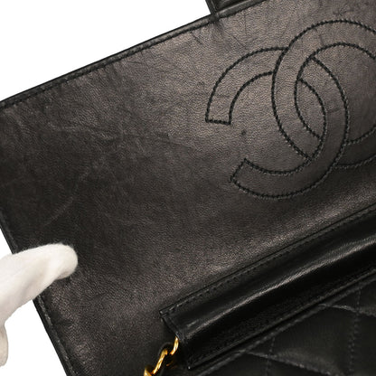 Chanel Black Lambskin Turnlock Medium Half Flap Shoulder Bag