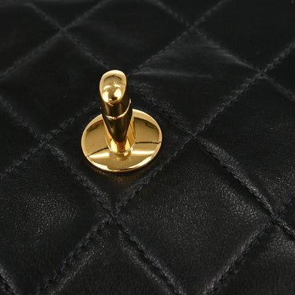 Chanel Black Lambskin Turnlock Medium Half Flap Shoulder Bag