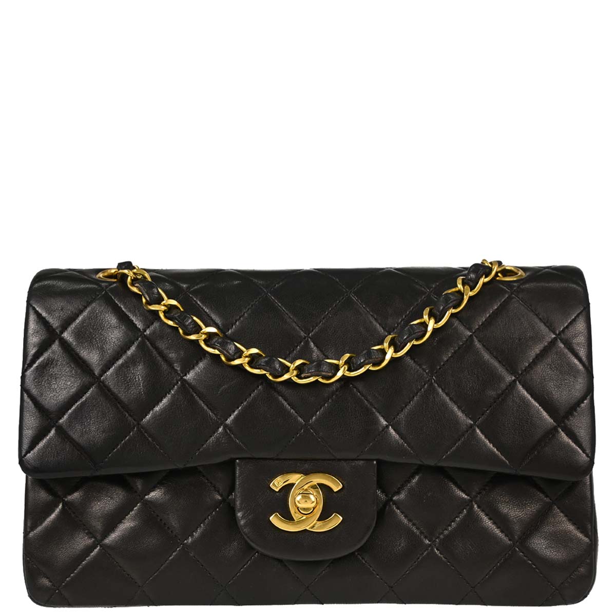 Chanel Black Lambskin Small Classic Double Flap Shoulder Bag