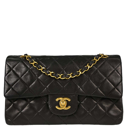 Chanel Black Lambskin Small Classic Double Flap Shoulder Bag