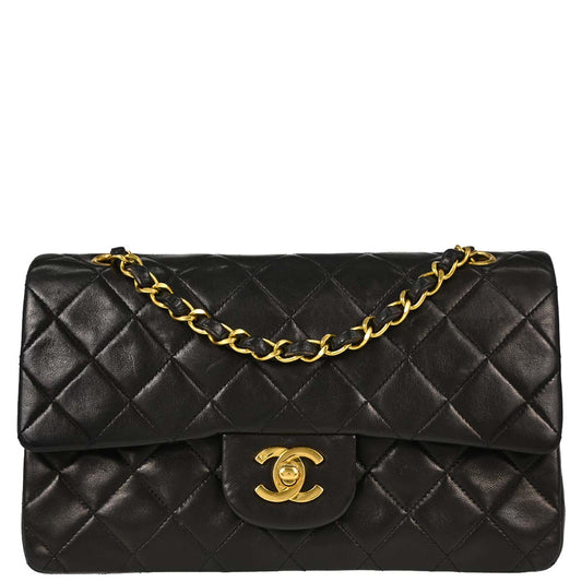 Chanel Black Lambskin Small Classic Double Flap Shoulder Bag