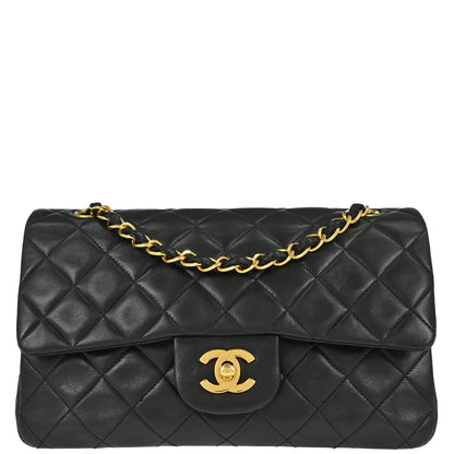 Chanel 1996-1997 Black Lambskin Small Double Flap Shoulder Bag