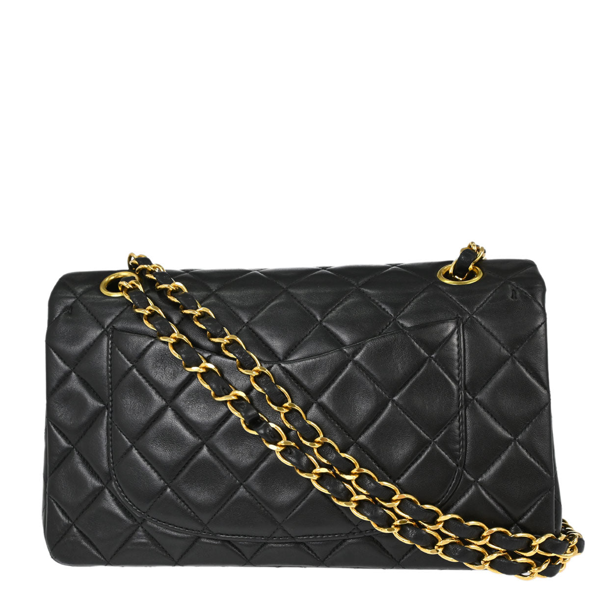 Chanel 1996-1997 Black Lambskin Small Double Flap Shoulder Bag