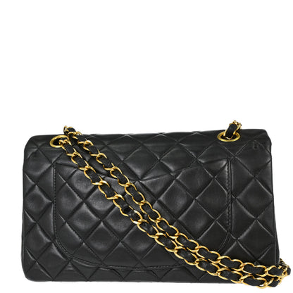 Chanel 1996-1997 Black Lambskin Small Double Flap Shoulder Bag