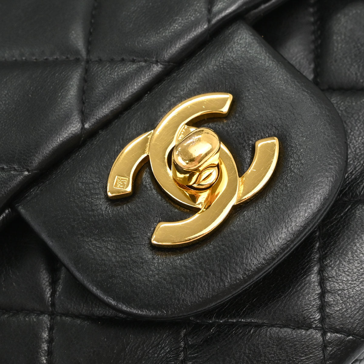 Chanel 1996-1997 Black Lambskin Small Double Flap Shoulder Bag