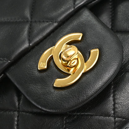 Chanel 1996-1997 Black Lambskin Small Double Flap Shoulder Bag