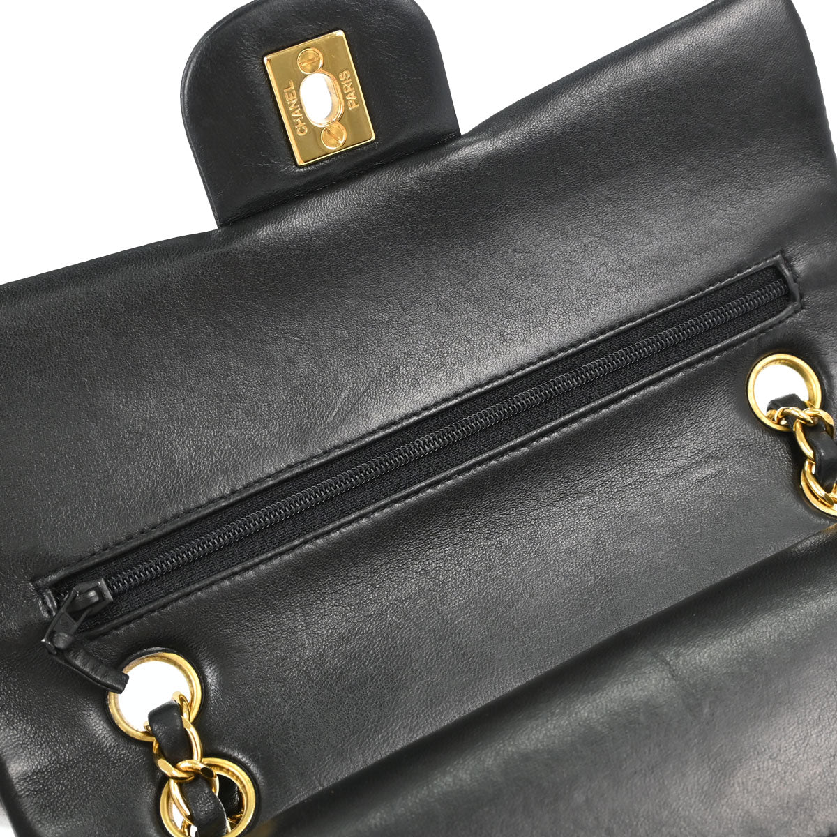 Chanel 1996-1997 Black Lambskin Small Double Flap Shoulder Bag