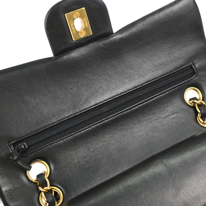 Chanel 1996-1997 Black Lambskin Small Double Flap Shoulder Bag