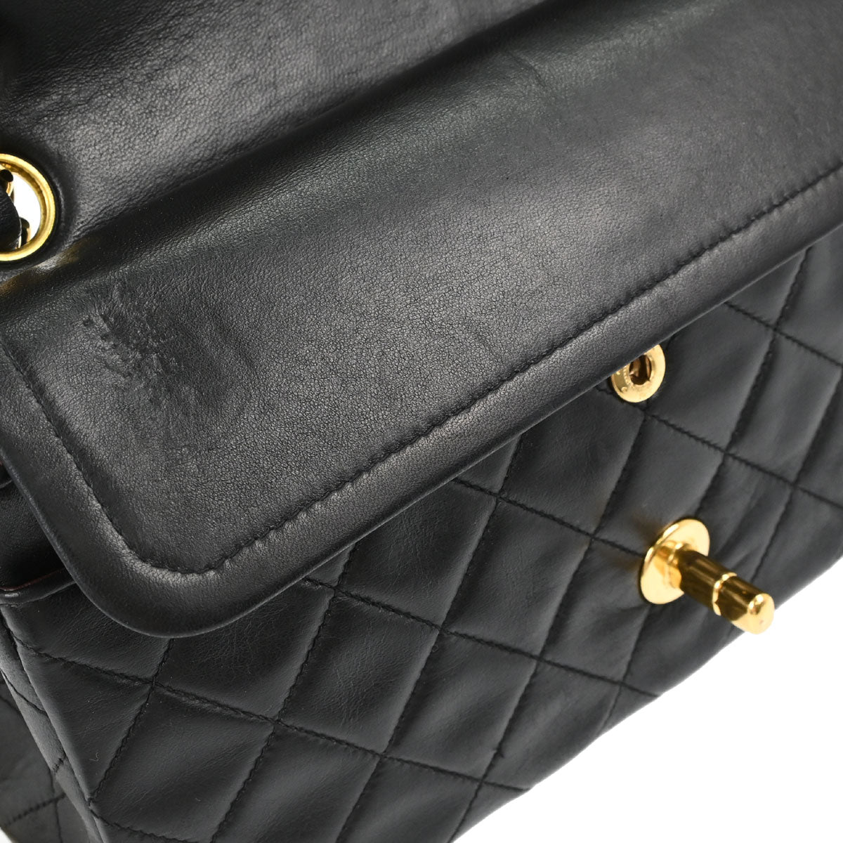 Chanel 1996-1997 Black Lambskin Small Double Flap Shoulder Bag