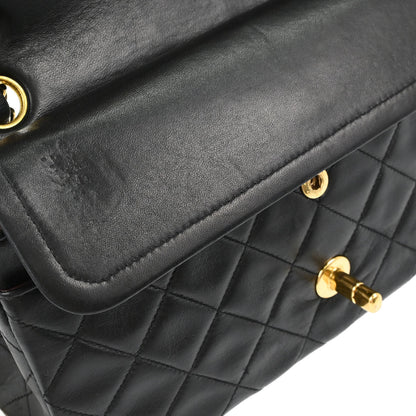 Chanel 1996-1997 Black Lambskin Small Double Flap Shoulder Bag