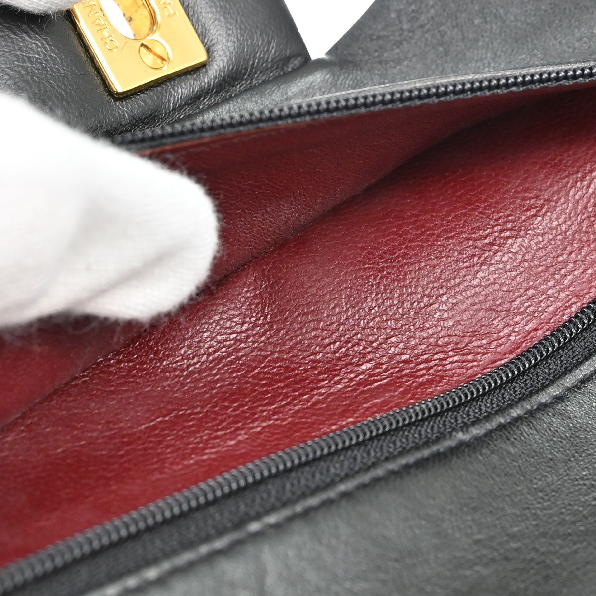 Chanel 1996-1997 Black Lambskin Small Double Flap Shoulder Bag