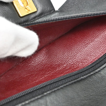 Chanel 1996-1997 Black Lambskin Small Double Flap Shoulder Bag