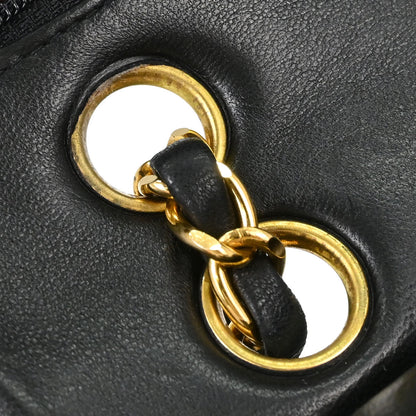 Chanel 1996-1997 Black Lambskin Small Double Flap Shoulder Bag