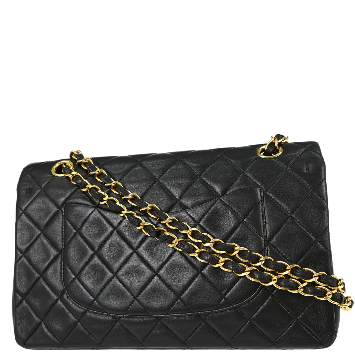 Chanel 1991-1994 Black Lambskin Medium Classic Double Flap Shoulder Bag