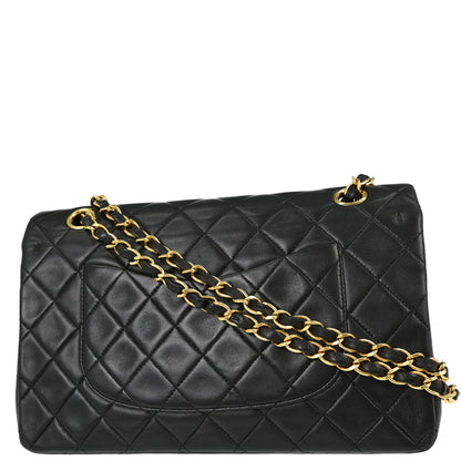 Chanel 1991-1994 Black Lambskin Medium Classic Double Flap Shoulder Bag