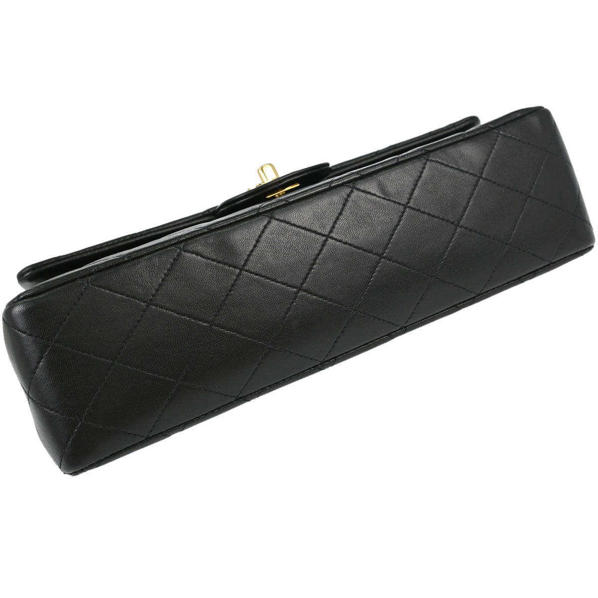 Chanel 1991-1994 Black Lambskin Medium Classic Double Flap Shoulder Bag