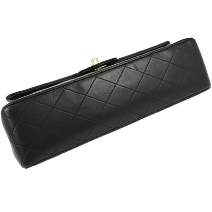 Chanel 1991-1994 Black Lambskin Medium Classic Double Flap Shoulder Bag