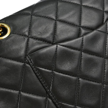 Chanel 1991-1994 Black Lambskin Medium Classic Double Flap Shoulder Bag
