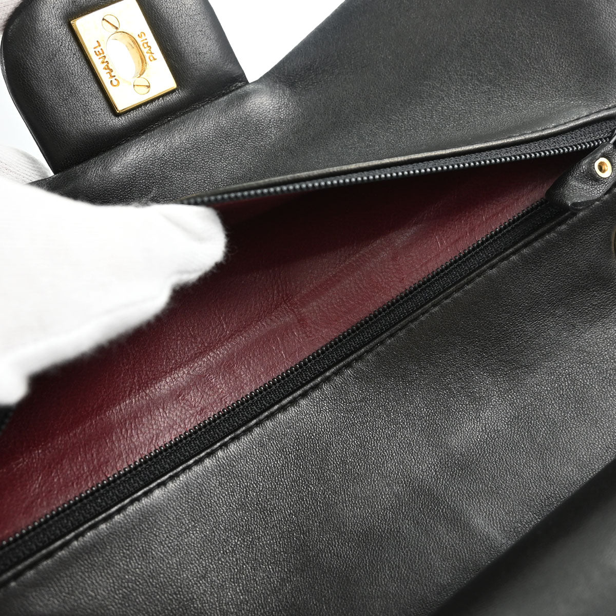 Chanel 1991-1994 Black Lambskin Medium Classic Double Flap Shoulder Bag