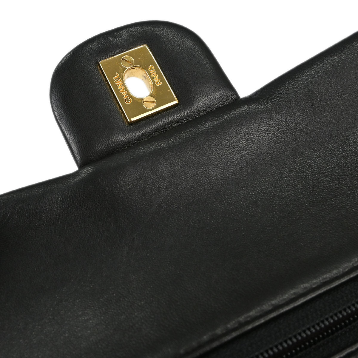 Chanel 1991-1994 Black Lambskin Medium Classic Double Flap Shoulder Bag