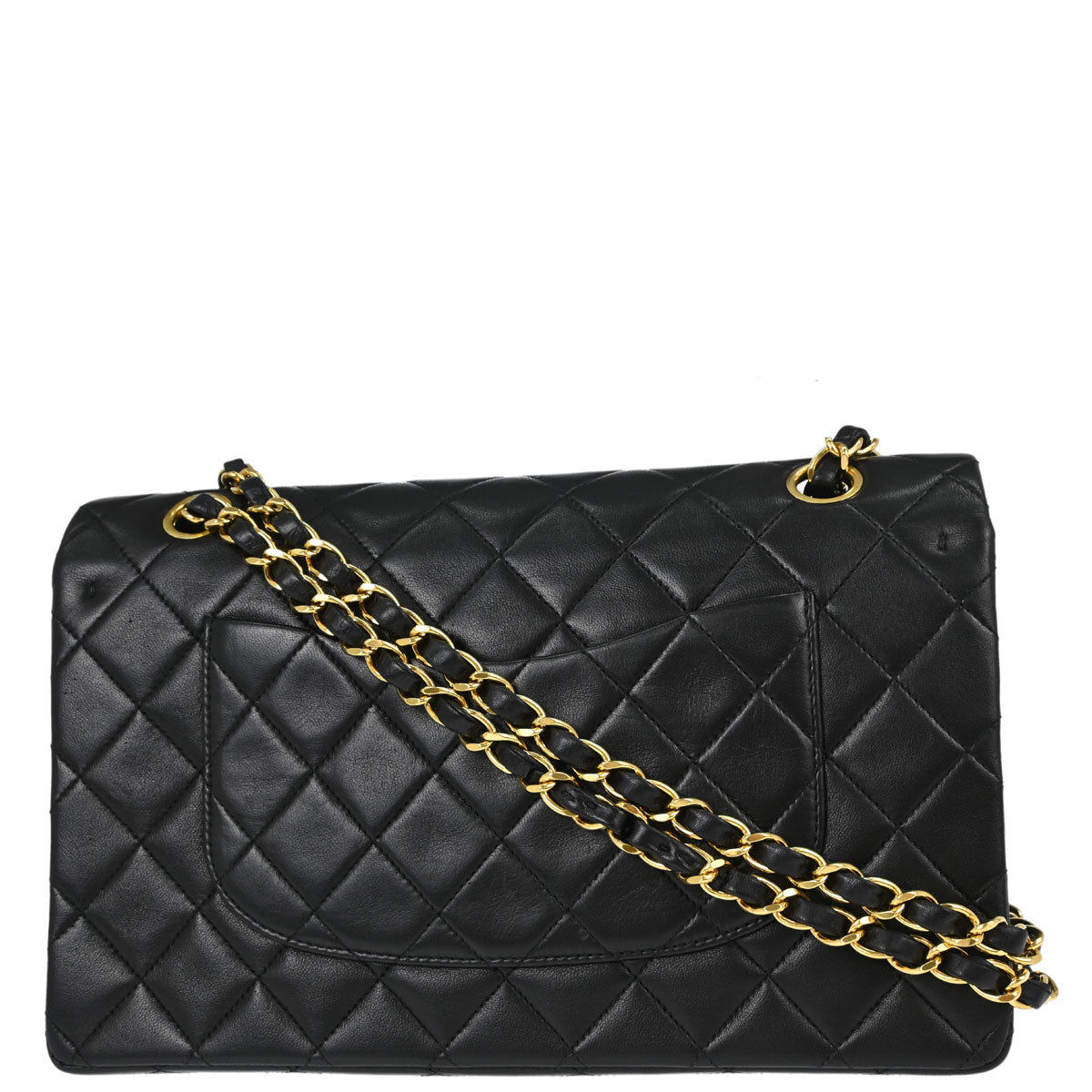 Chanel 1991-1994 Black Lambskin Medium Classic Double Flap Shoulder Bag