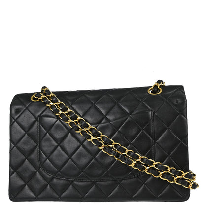 Chanel 1991-1994 Black Lambskin Medium Classic Double Flap Shoulder Bag