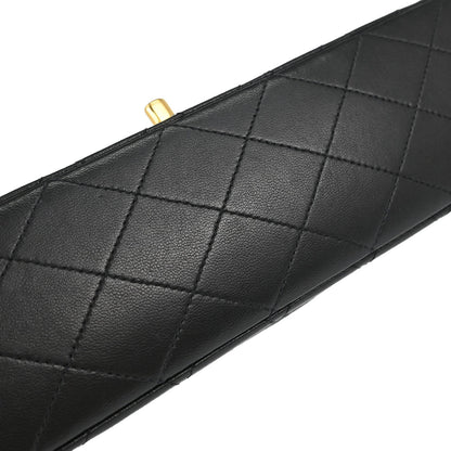 Chanel 1991-1994 Black Lambskin Medium Classic Double Flap Shoulder Bag