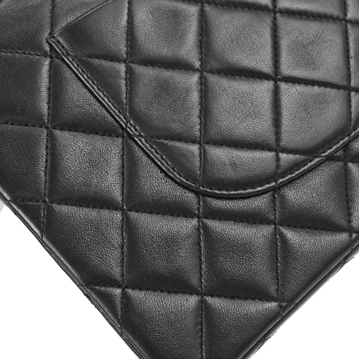 Chanel 1991-1994 Black Lambskin Medium Classic Double Flap Shoulder Bag