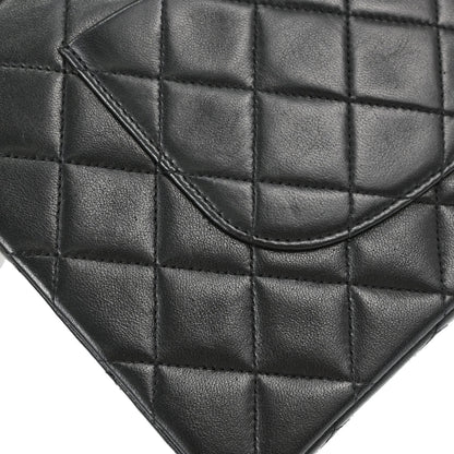 Chanel 1991-1994 Black Lambskin Medium Classic Double Flap Shoulder Bag