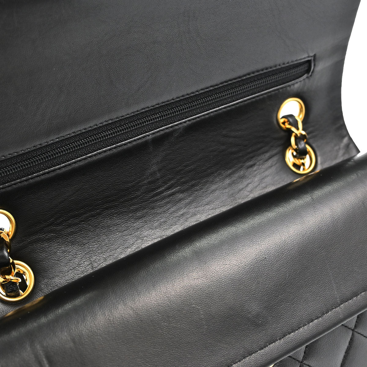 Chanel 1991-1994 Black Lambskin Medium Classic Double Flap Shoulder Bag