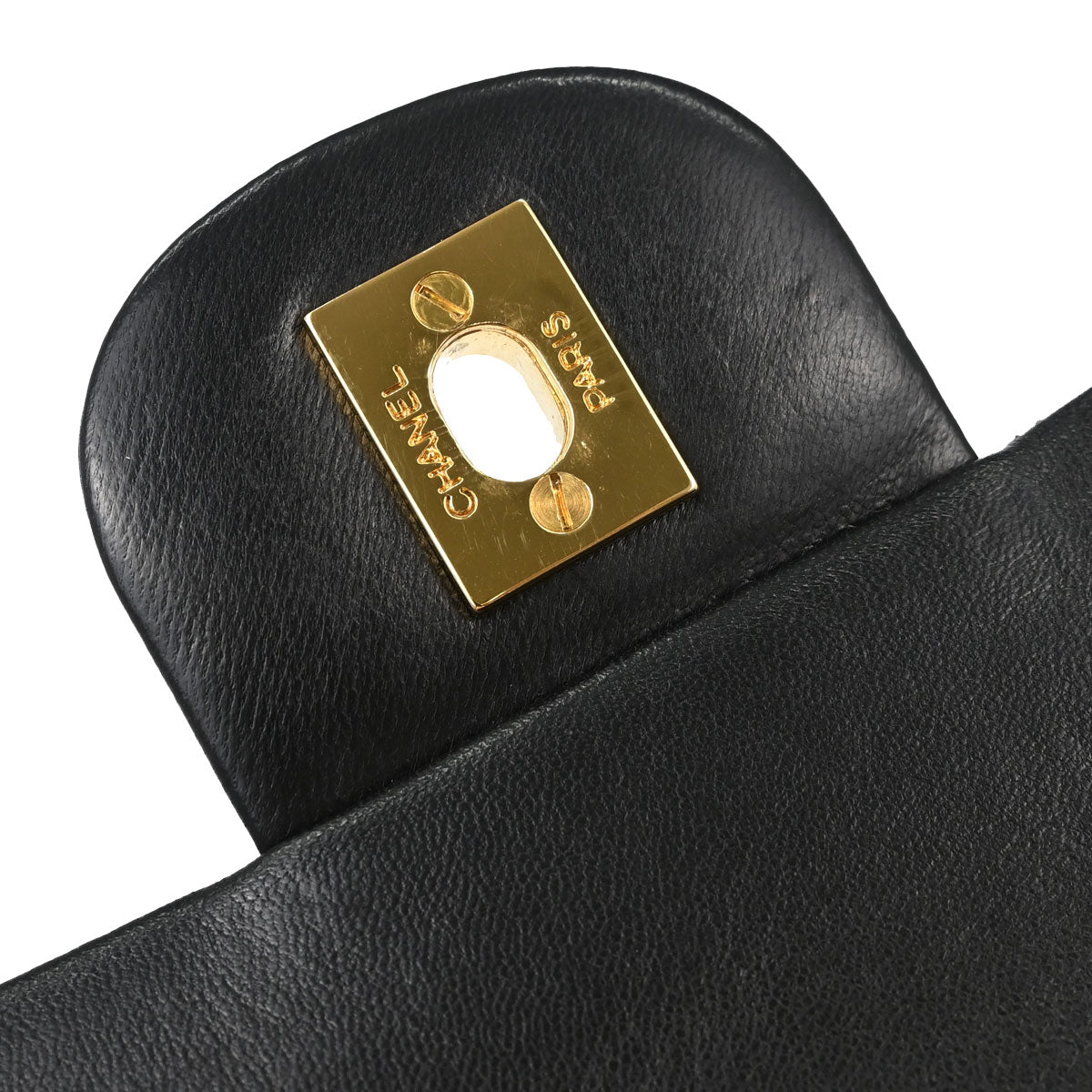Chanel 1991-1994 Black Lambskin Medium Classic Double Flap Shoulder Bag