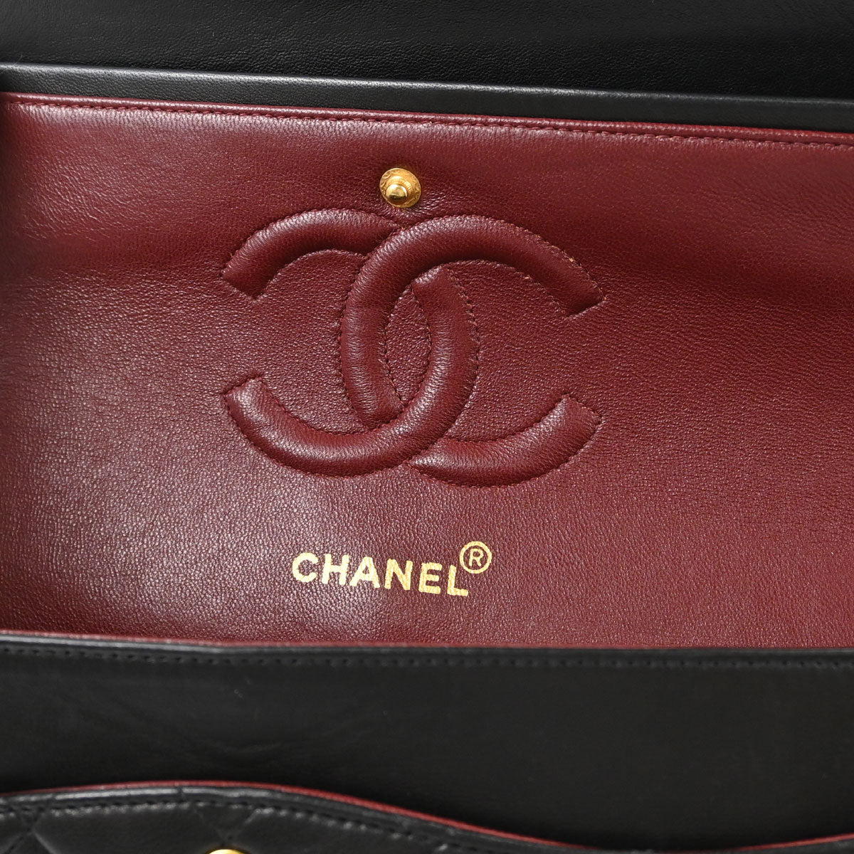 Chanel 1991-1994 Black Lambskin Medium Classic Double Flap Shoulder Bag