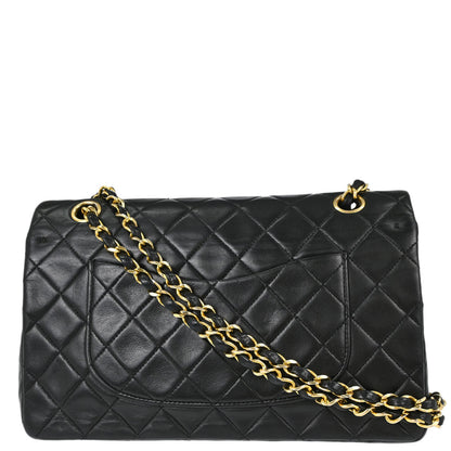 Chanel 1991-1994 Black Lambskin Medium Classic Double Flap Shoulder Bag