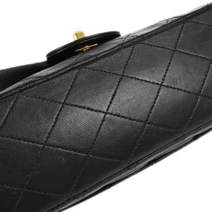 Chanel 1991-1994 Black Lambskin Medium Classic Double Flap Shoulder Bag