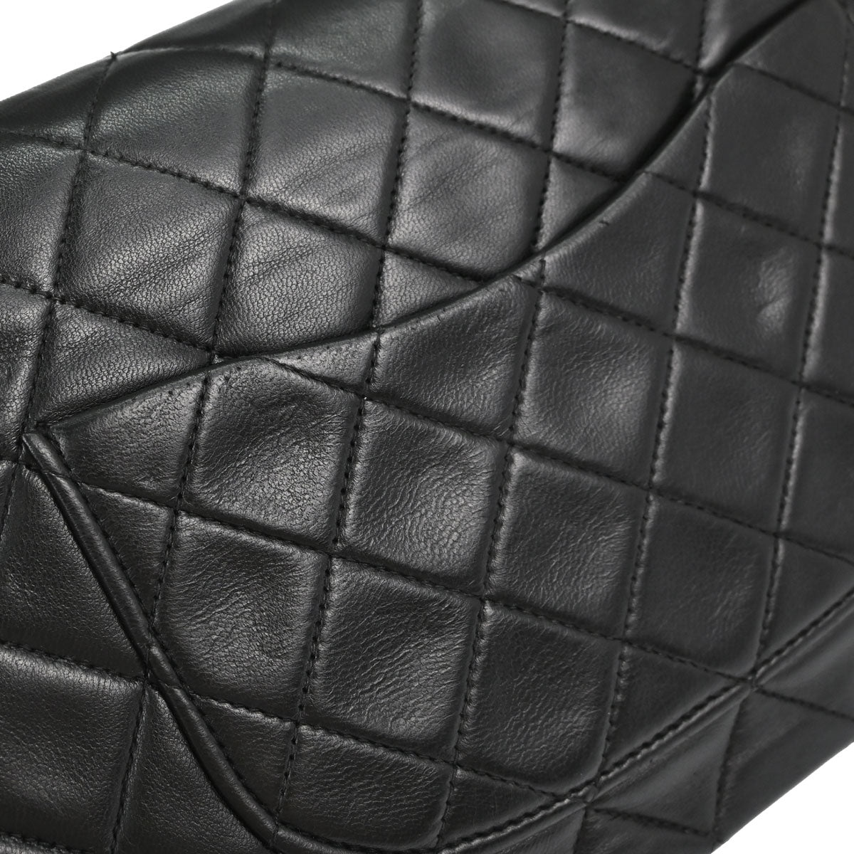 Chanel 1991-1994 Black Lambskin Medium Classic Double Flap Shoulder Bag