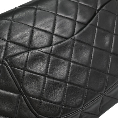 Chanel 1991-1994 Black Lambskin Medium Classic Double Flap Shoulder Bag