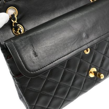 Chanel 1991-1994 Black Lambskin Medium Classic Double Flap Shoulder Bag