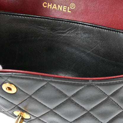 Chanel 1991-1994 Black Lambskin Medium Classic Double Flap Shoulder Bag