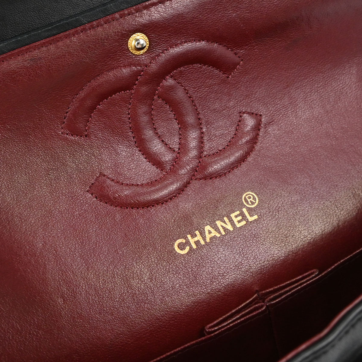 Chanel 1991-1994 Black Lambskin Medium Classic Double Flap Shoulder Bag
