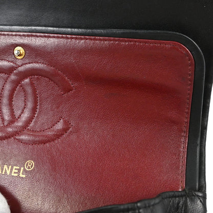Chanel 1991-1994 Black Lambskin Medium Classic Double Flap Shoulder Bag