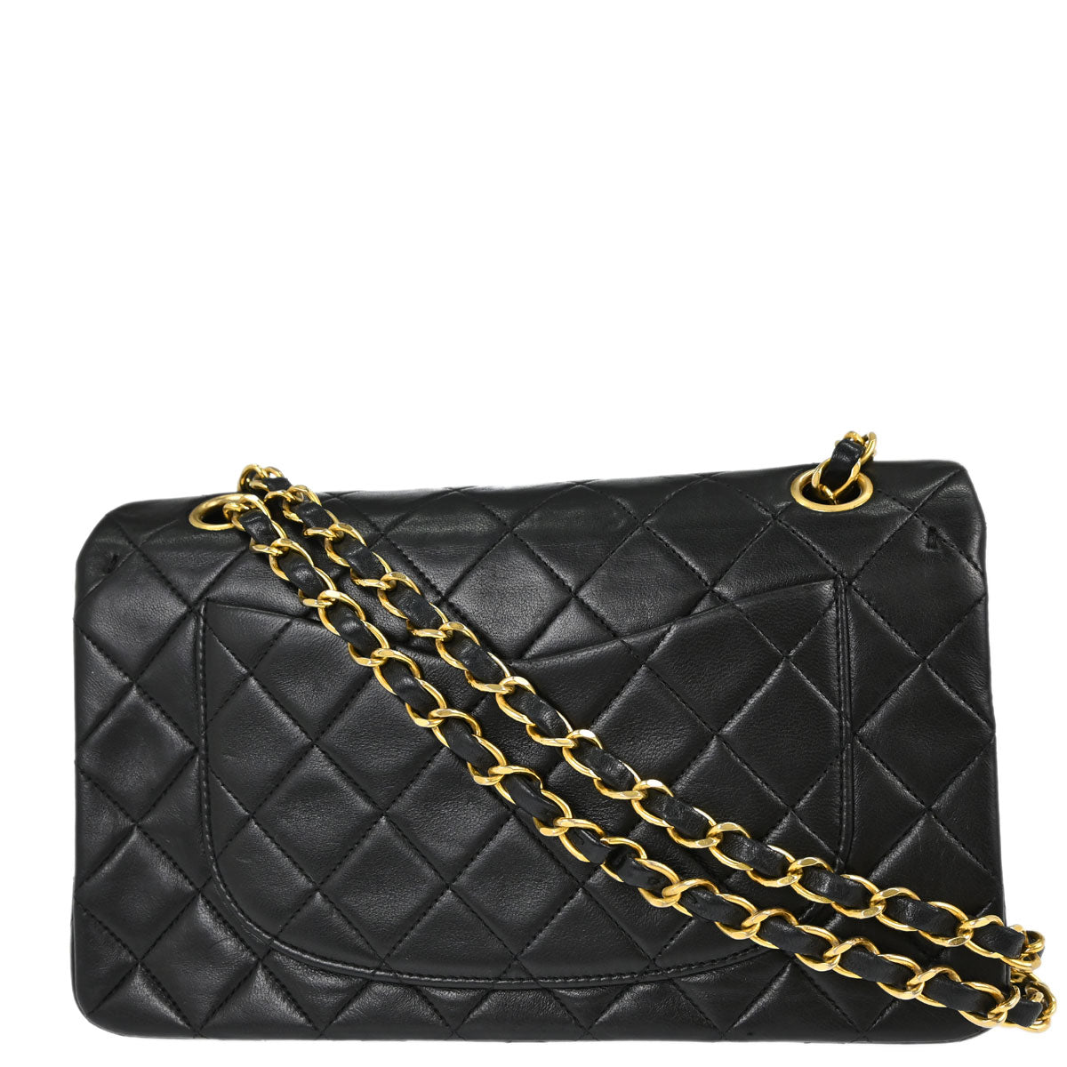 Chanel 1991-1994 Black Lambskin Small Double Flap Shoulder Bag