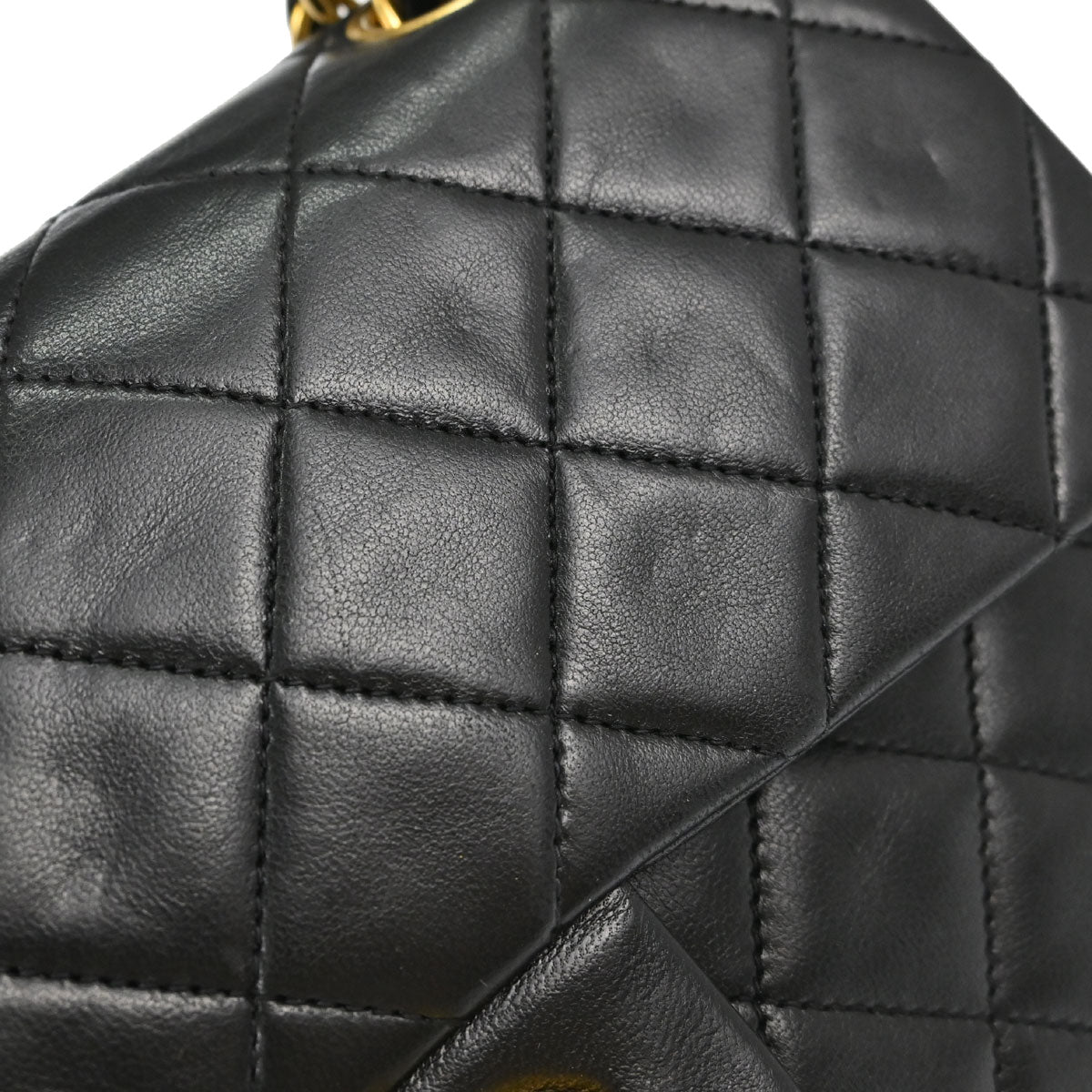 Chanel 1991-1994 Black Lambskin Small Double Flap Shoulder Bag
