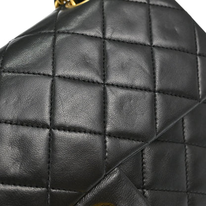 Chanel 1991-1994 Black Lambskin Small Double Flap Shoulder Bag